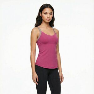 PATAGONIA Women's Small S Morning Glory Tank Top Pink Crossback Shelf Bra